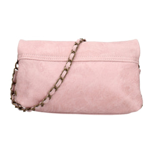 Borsa a tracolla da donna Made in Italy - Modello Floralia Lux - Pelle scamosciata - 25.0 x 15.0 x 11.0 cm