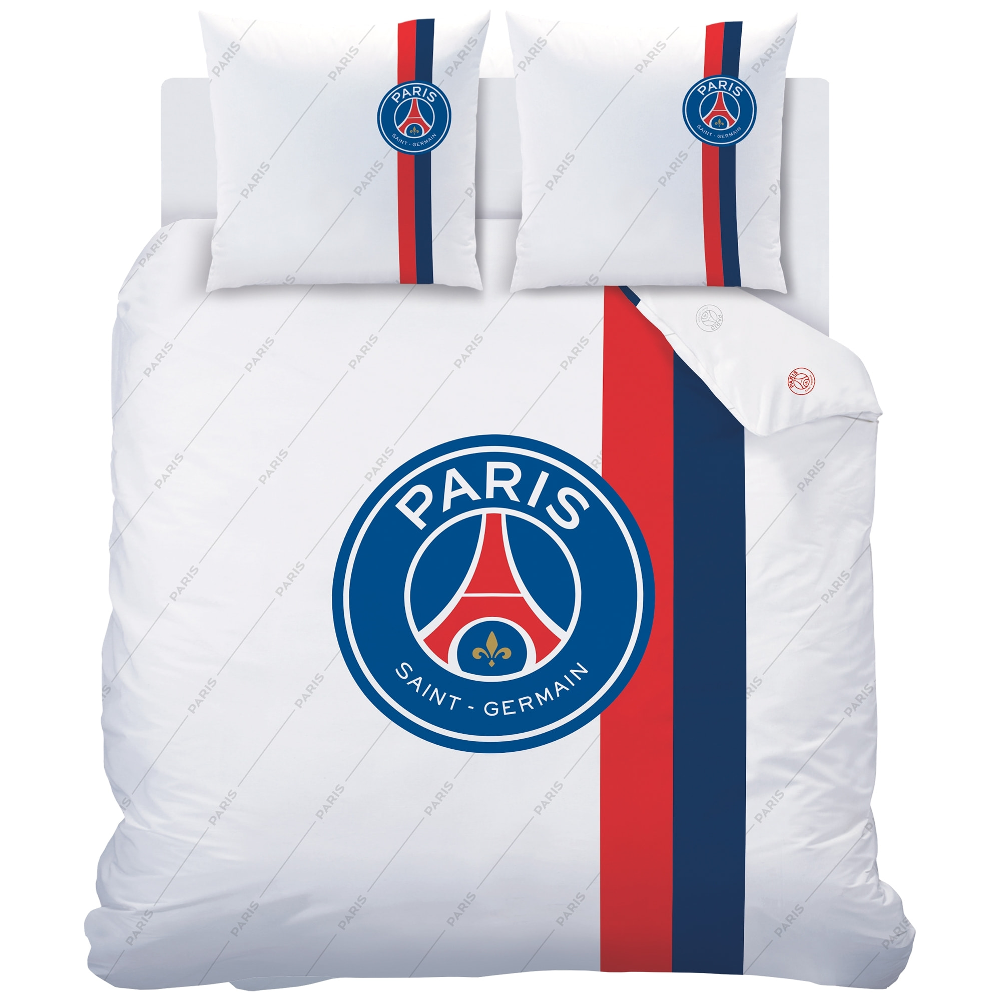 Parure de lit imprimée 100% coton, PSG RETRO WHITE