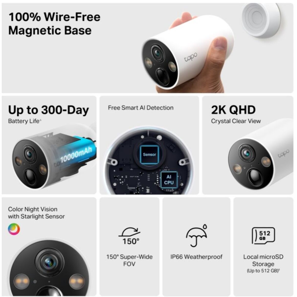 Caméra de surveillance TP-LINK Wifi Tapo TC85 2K QHD 4MP