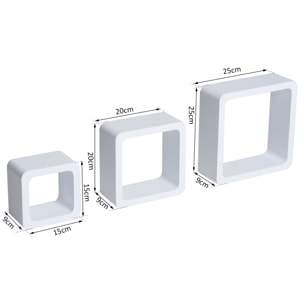 Pack 3 Estantes de Pared para Libro CDs de Madera Blanco