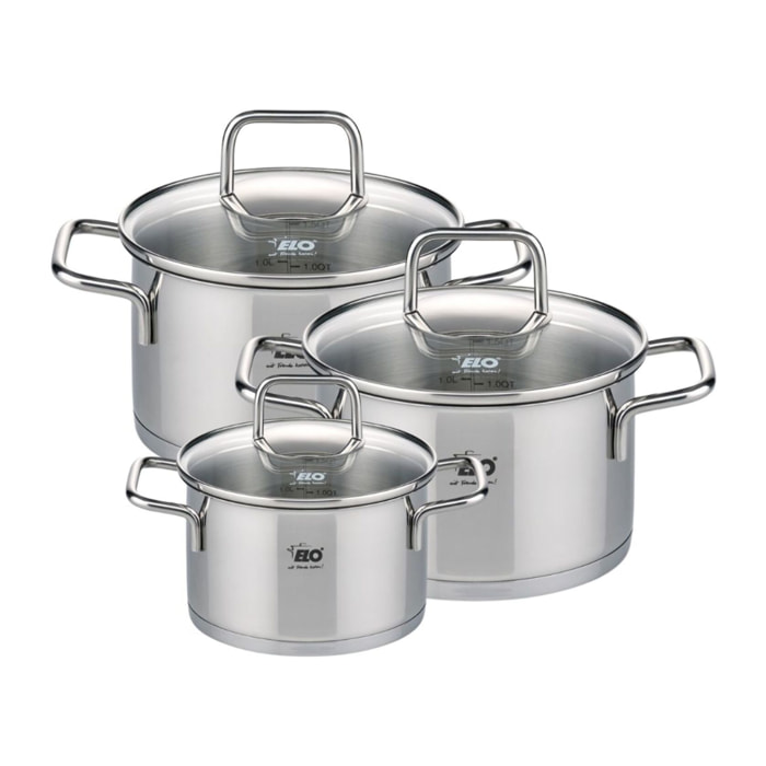 Set de 3 faitouts avec couvercles en verre Elo Citrin