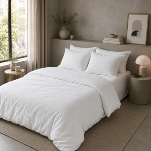 Housse de couette 100% gaze de coton lavé blanc pur