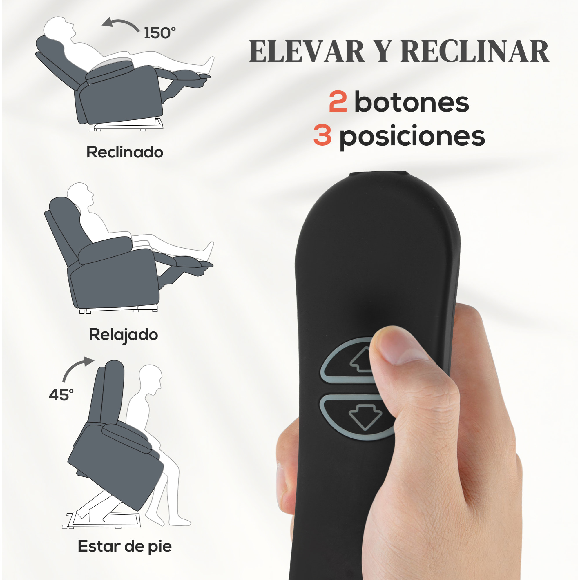 Sillón Relax Reclinable Eléctrico Levanta Personas Mayores, Sillón Elevador, con Puerto USB, Asiento Ancho 60 cm, Control Remoto, Reposapiés, Tapizado en Pana y Cuero, Bolsillos, Gris Oscuro