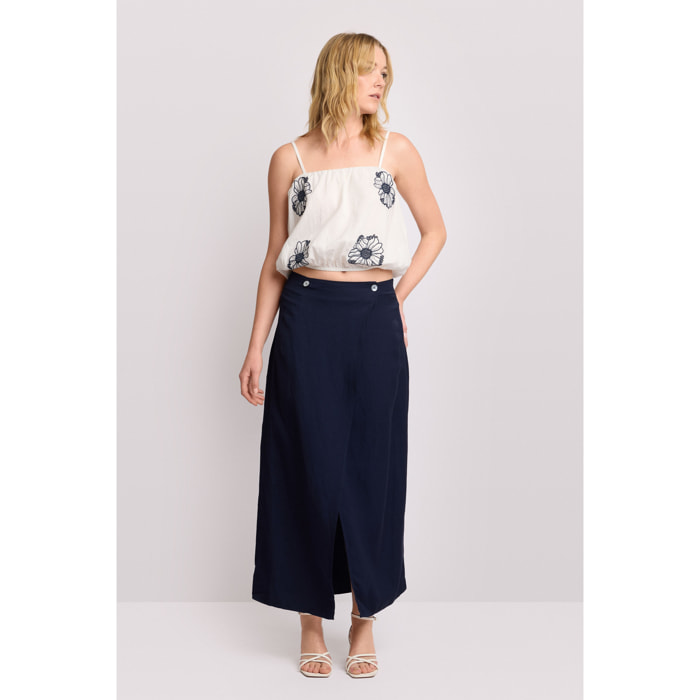 Kocca - Top cropped con ricami floreali Donna, Fantasia, Scollo quadrato