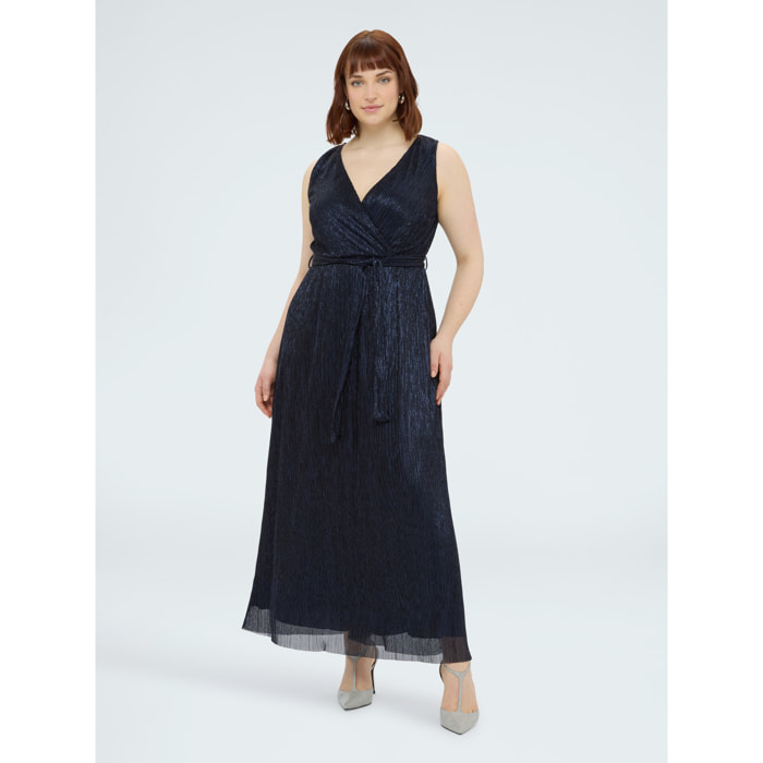 Fiorella Rubino - Vestito lurex linea greca DREAM - Blu