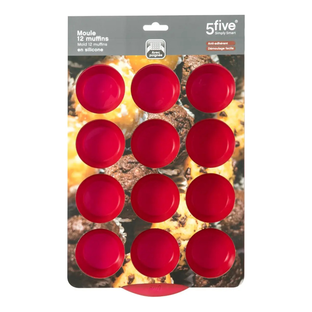 Moule 12 muffins silicone- Rouge Silicone Pro