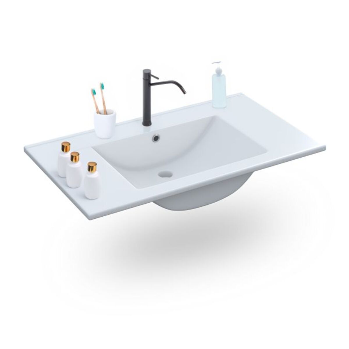 Pack de baño con lavabo cerámico Feel S Blanco Brillo