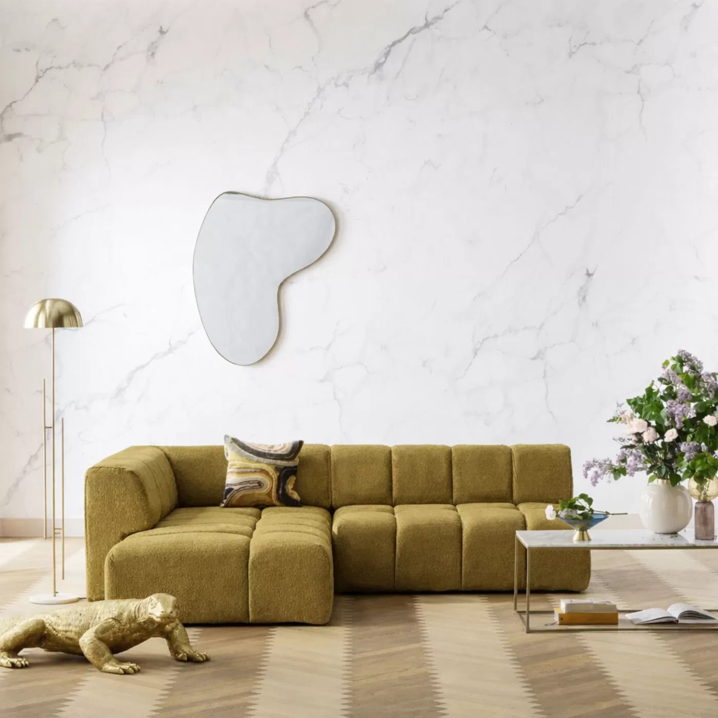 Canapé d'angle Belami gauche kaki Kare Design