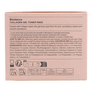 Mascarilla hidratante y calmante Collagen Gel Toner Pads Biodance 60 discos