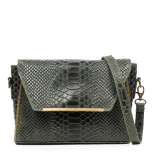 Mariola Bolso bandolera Mujer.Piel auténtica Gamuza Grabado Serpiente