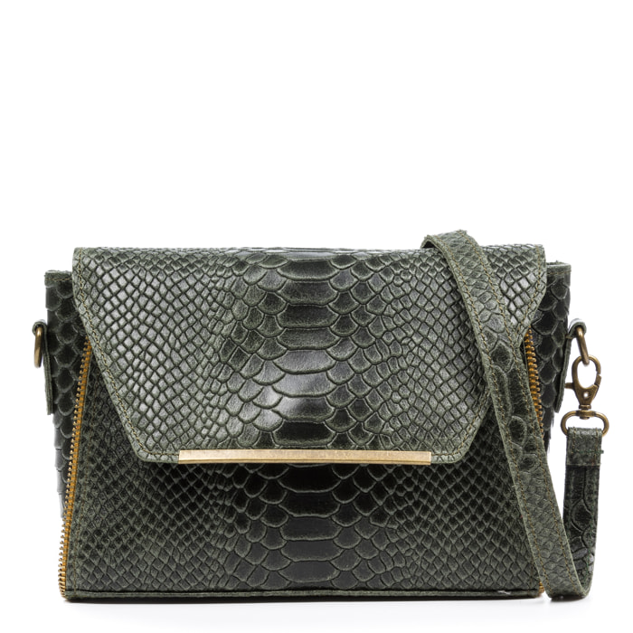Mariola Bolso bandolera Mujer.Piel auténtica Gamuza Grabado Serpiente