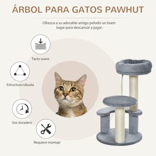 árbol Rascador para Gatos de Felpa y Sisal ÃÂ¤40x65cm Gris