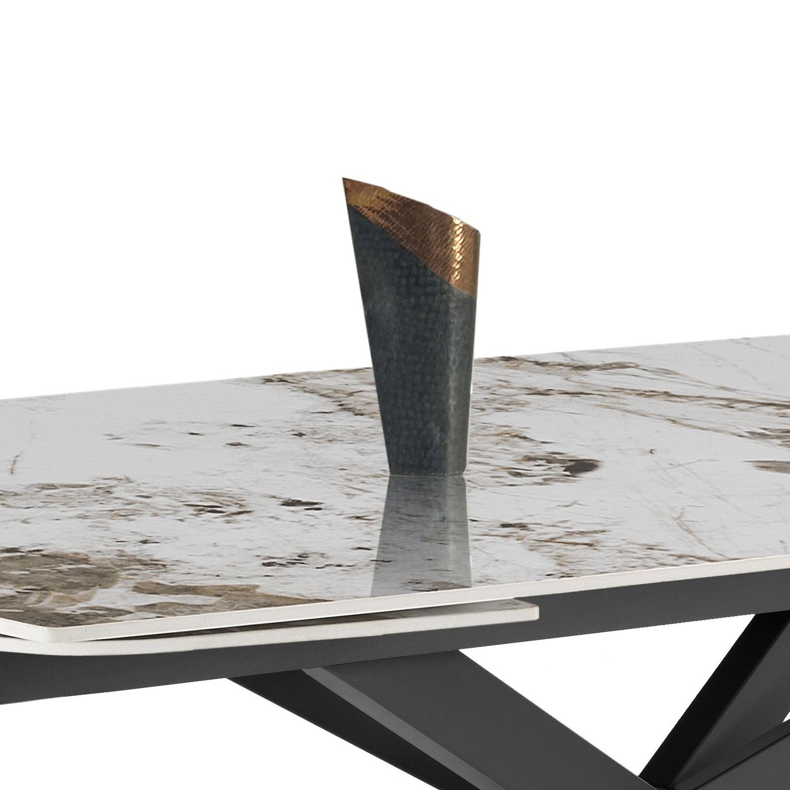 Tomasucci GEMY 160 ONICE MARBLE - Table ovale extensible NOIRE