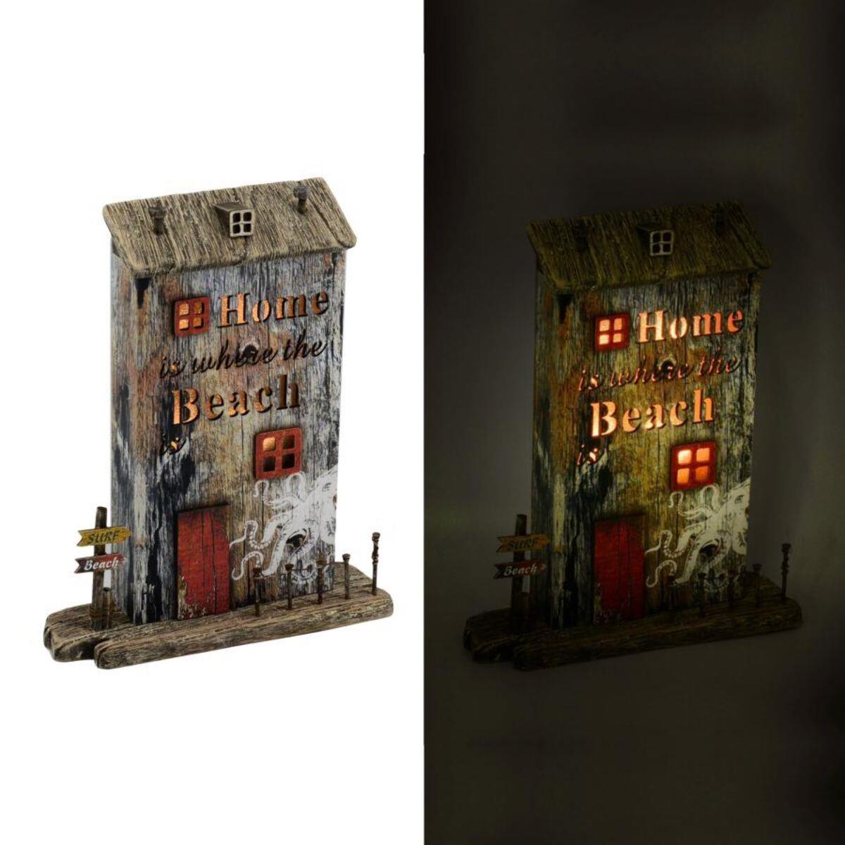 Casa in legno con polipo e led cm22x6,5h27