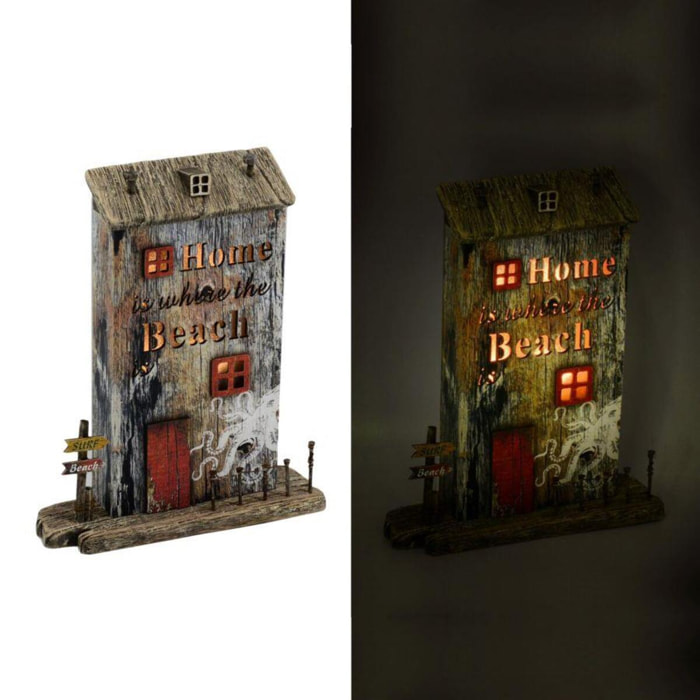 Casa in legno con polipo e led cm22x6,5h27