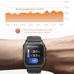 Smartwatch F900 con tratamiento laser sanguíneo, termómetro corporal, monitor cardíaco y de O2 en sangre. Varios modos deportivos.