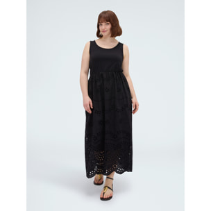 Fiorella Rubino - Vestito lungo taglio impero in sangallo - Nero