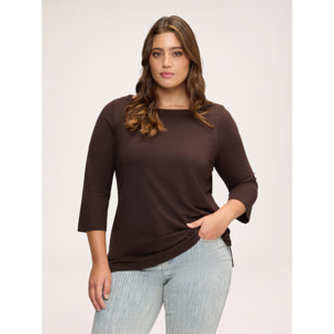 Fiorella Rubino - T-shirt con scollo a barchetta - Marrone