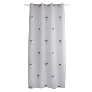 Voilage tamisant aux broderies florales - Gris Galet