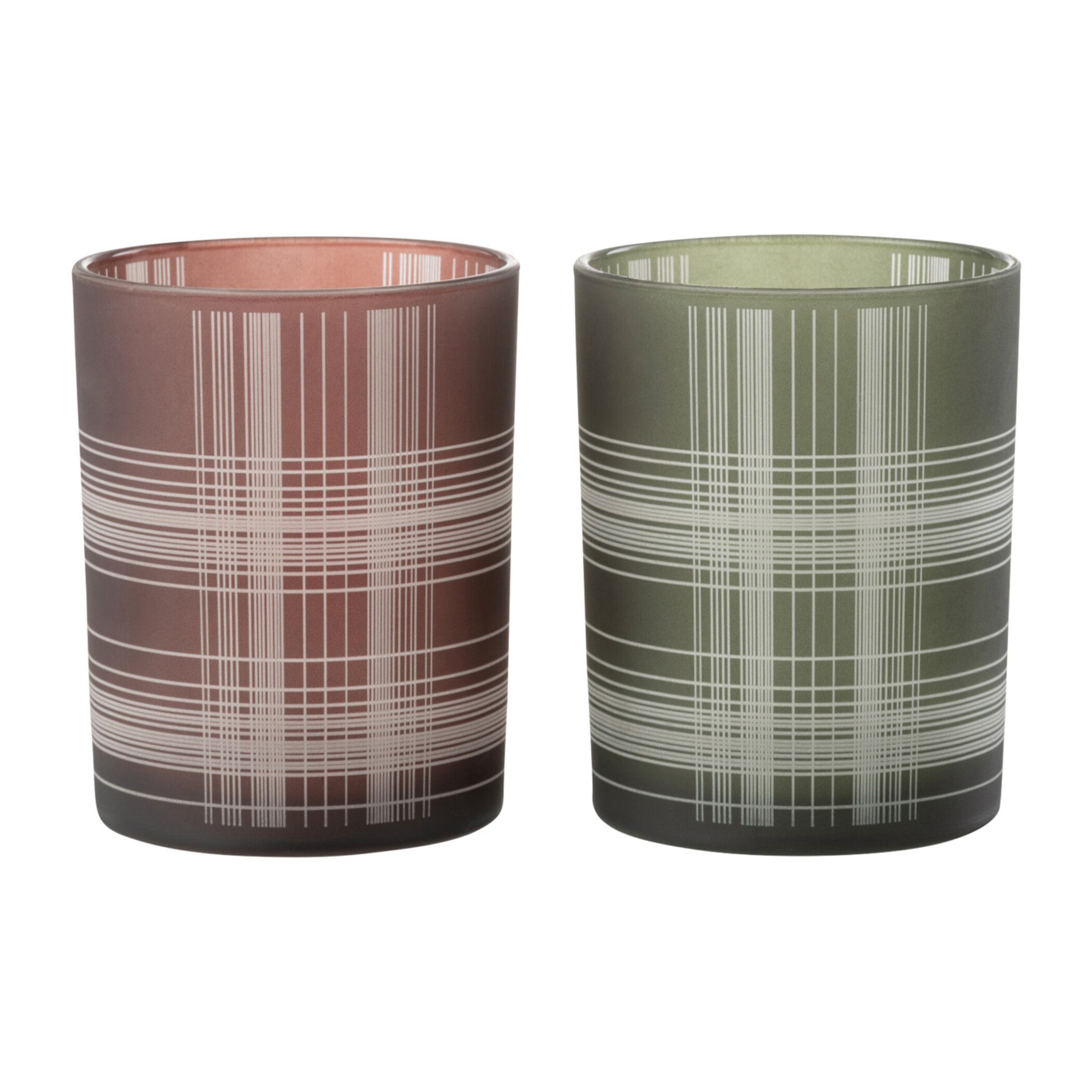 J-Line photophore Carreaux- verre - marron/vert - medium - 2 pcs