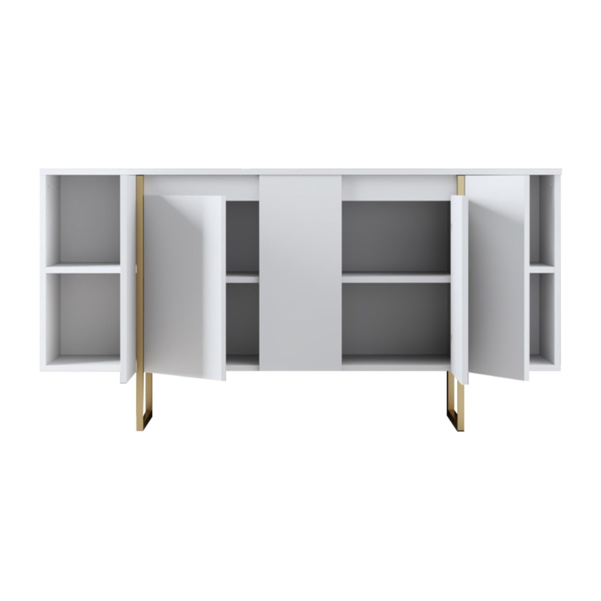 Buffet design blanc et or 160 cm4 portes MINAS