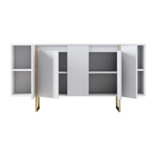 Buffet design blanc et or 160 cm4 portes MINAS