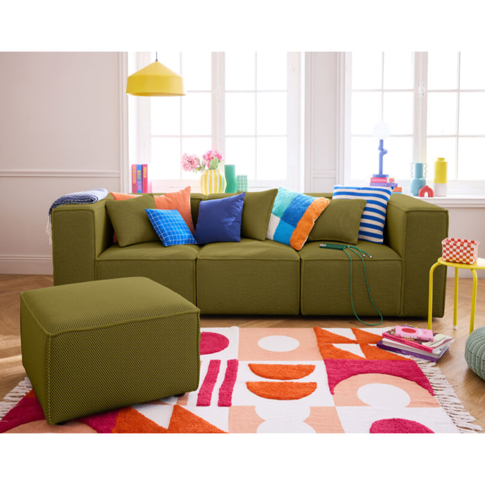 Arty - pouf d'appoint - en tissu mailles 3D - Vert Olive
