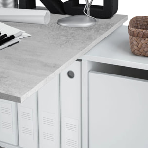 Mesa de escritorio multiposición en blanco mate y gris cemento 136x139 cm Adapta XL Blanco Artik (Blanco Mate) - Gris Cemento