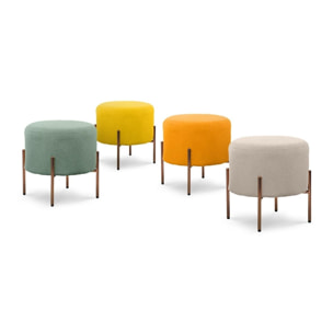 Pouf colorato tondo gambe oro grigio chiaro - Kate