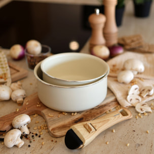 Lot de 2 casseroles crème revêtement céramique - Tous feux COLORAMA