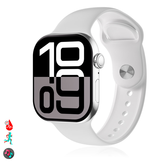 Smartwatch S10P con display ad alta risoluzione da 2,1" e 1 GB di memoria interna. Oltre 100 modalità sportive e più di 500 quadranti intercambiabili. Traduttore vocale, ebook e giochi di abilità.