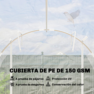 Invernadero de Exterior 3x2x2 m, Invernadero de Túnel con 2 Puertas Enrollables, Marco de Acero Galvanizado y Cubierta de PE 150g/m², Anti-UV, Impermeable, para Cultivos, Transparente