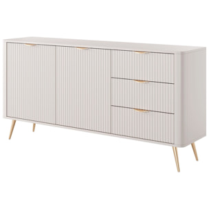 Madia Soggiorno Con 2 Ante e 3 Cassetti Credenza Salvaspazio Design Moderno Elegante Per Soggiorno Camera Con Piedini Slanciati 163 x 81 x 38 Cm Beige