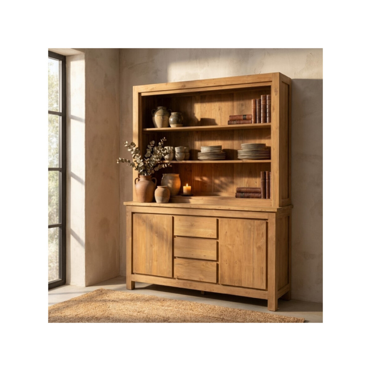 Vaisselier en bois massif de Teck recyclé - DAVE