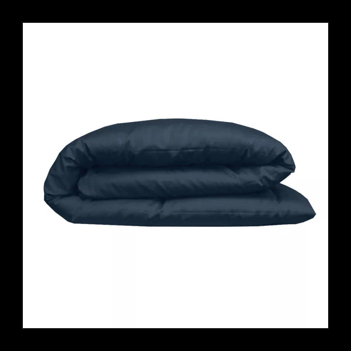 Housse de couette satin de coton uni bleu Ava uni bleu nuit