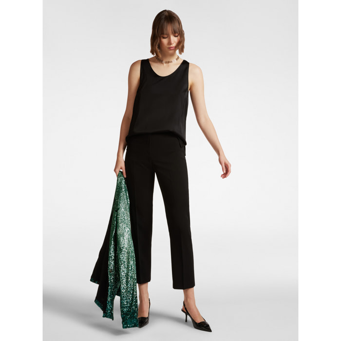 Elena Mirò - Pantalón recto de cady elástico - Negro