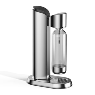 Máquina KT-201 para preparar agua con gas y bebidas carbonatadas en casa. Diseño en acero inoxidable. Incluye botella de 1L.