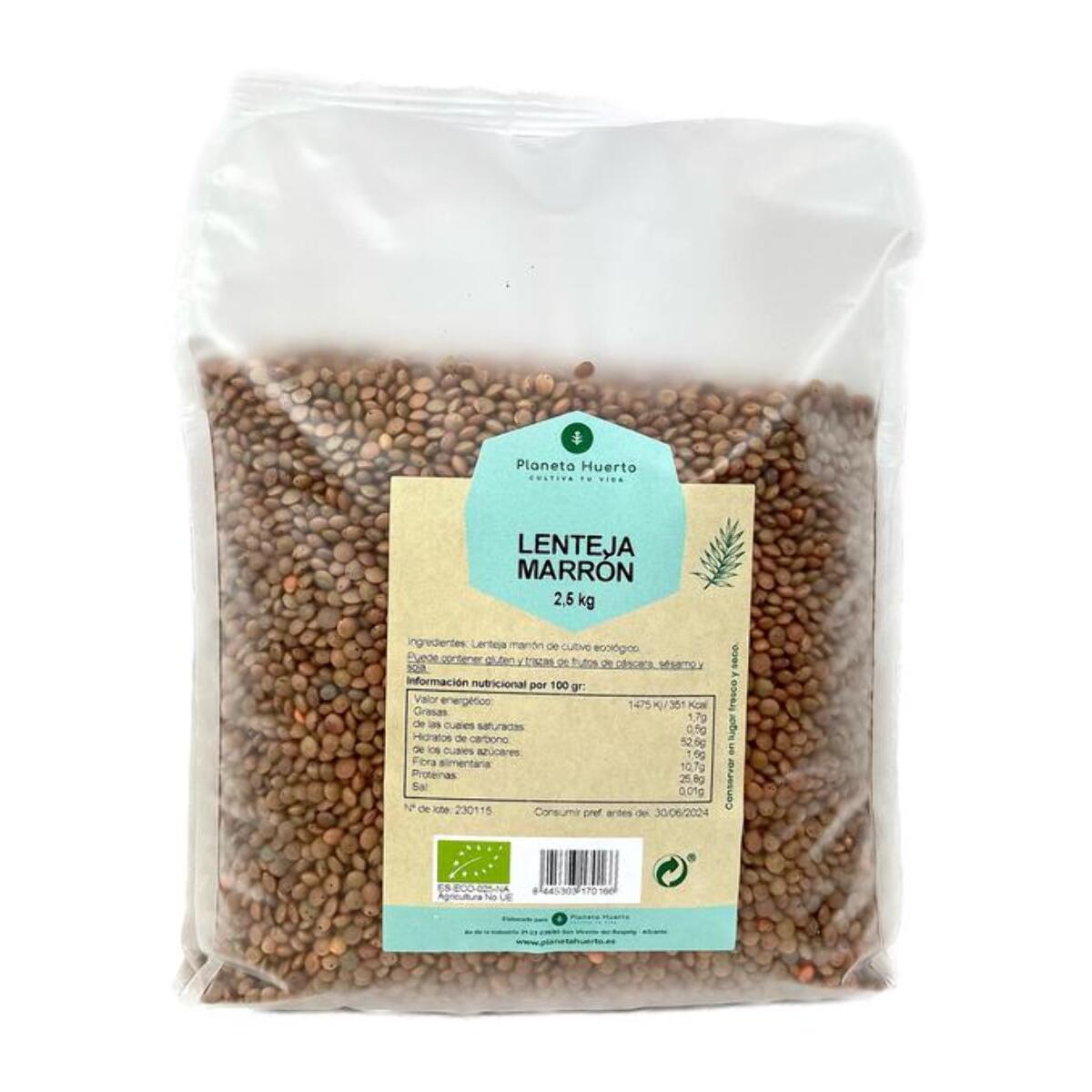 PLANETA HUERTO | Lenteja Marrón ECO 2,5 kg - Fuente Rica en Minerales y Proteínas para Dietas Saludables