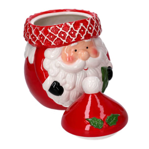Barattolo in ceramica babbo natale bianco e rosso cm16x16h24