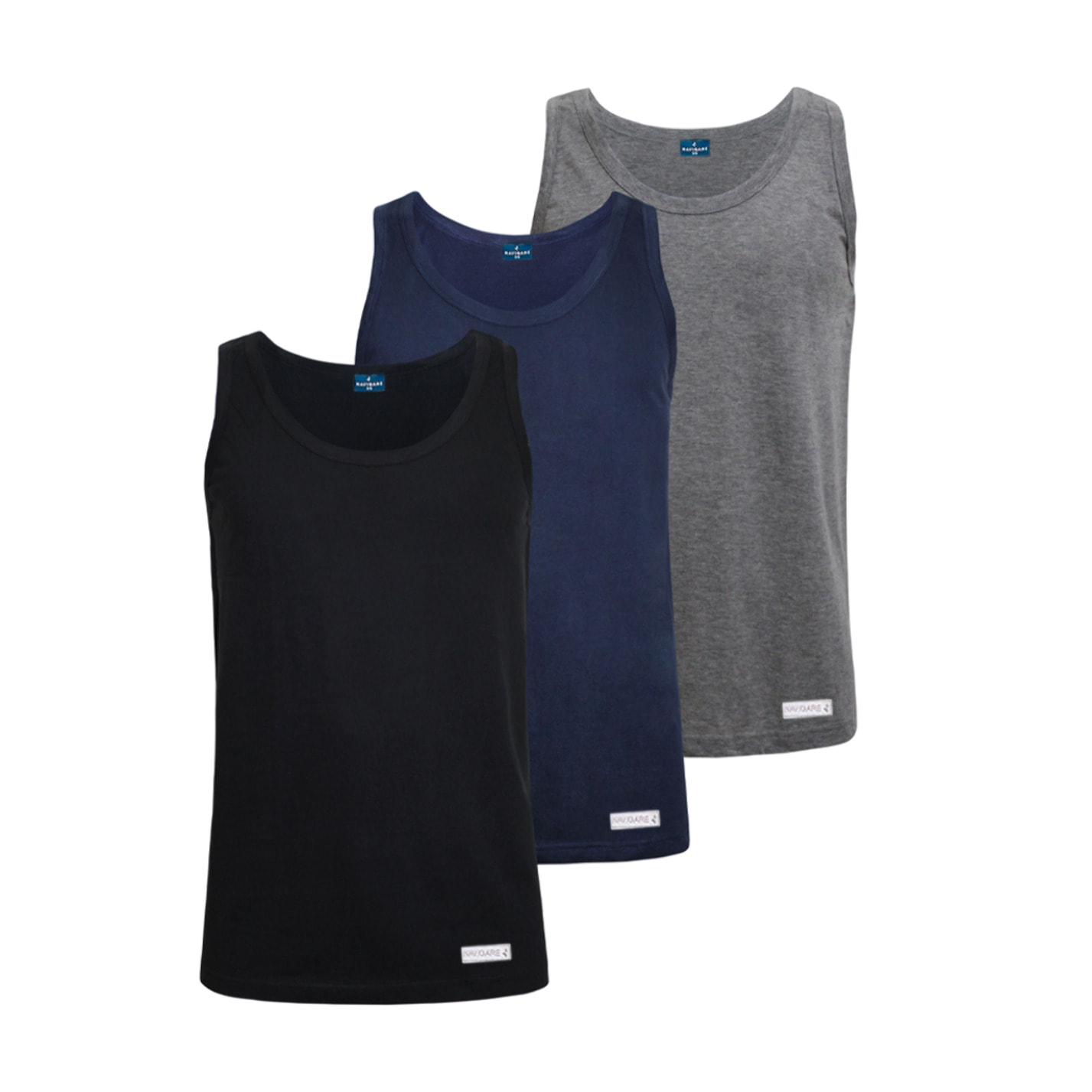 3 Canotta da Uomo in 100% Cotone Navigare, Art. 511 Ass (Nero-Navy-Grigio)