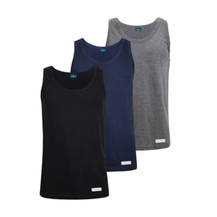 3 Canotta da Uomo in 100% Cotone Navigare, Art. 511 Ass (Nero-Navy-Grigio)