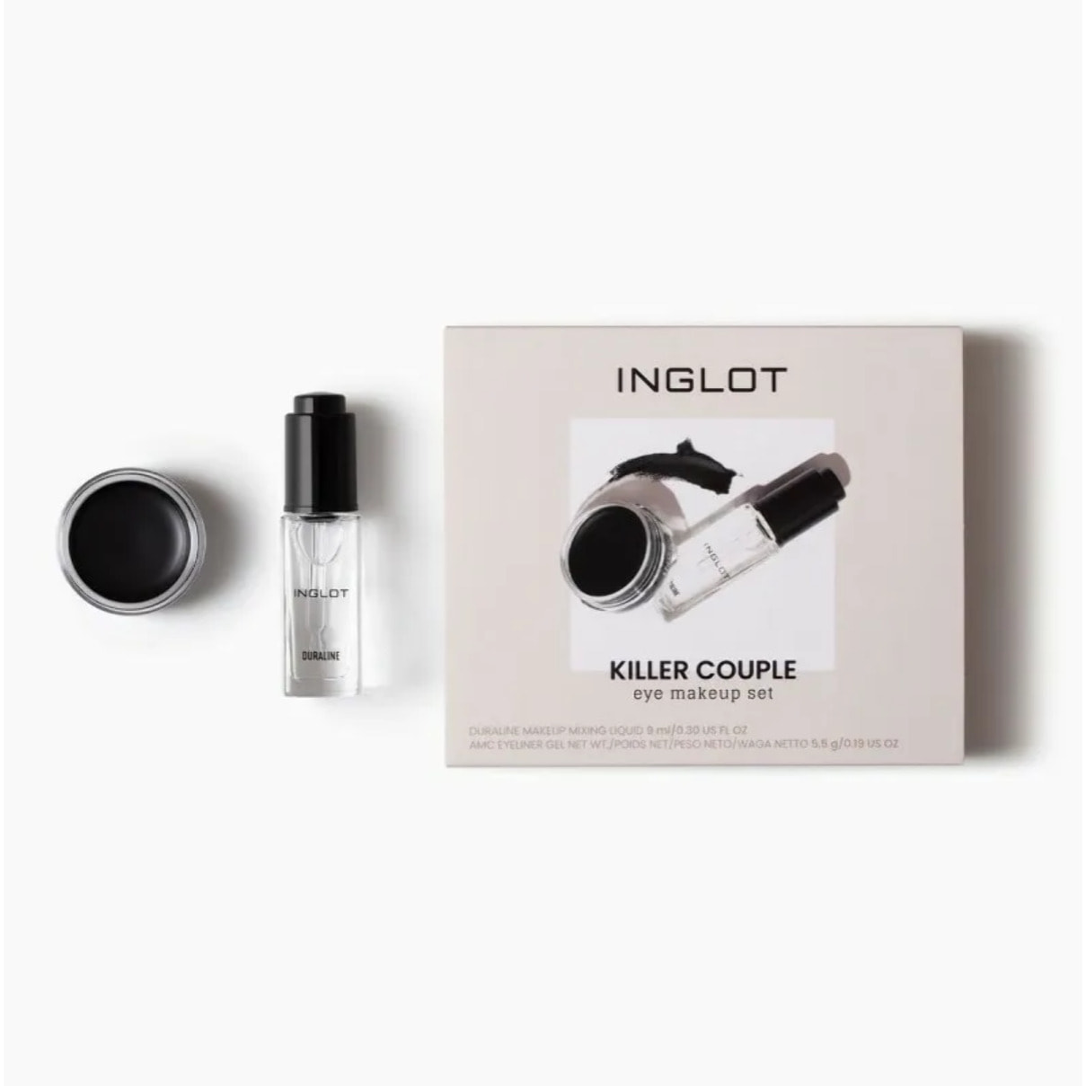 INGLOT Eye Makeup Set Killer Couple, Set de maquillaje para tu eyeliner perfecto, Tus productos TOP ventas en un solo set, Eyeliner 77 + Duraline.