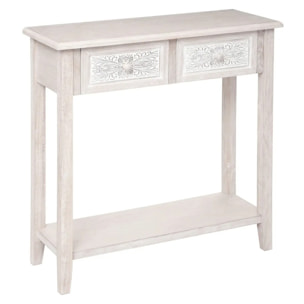 Console "Hina" - bois blanchi - 2 tiroirs