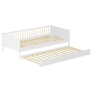 Lit gigogne pour enfant 190x90cm blanc ADAM