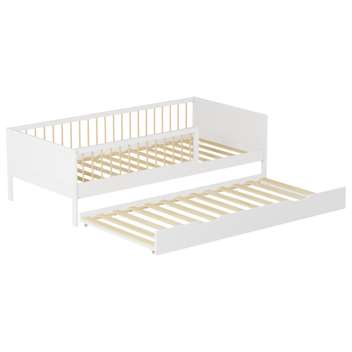Lit gigogne pour enfant 190x90cm blanc ADAM