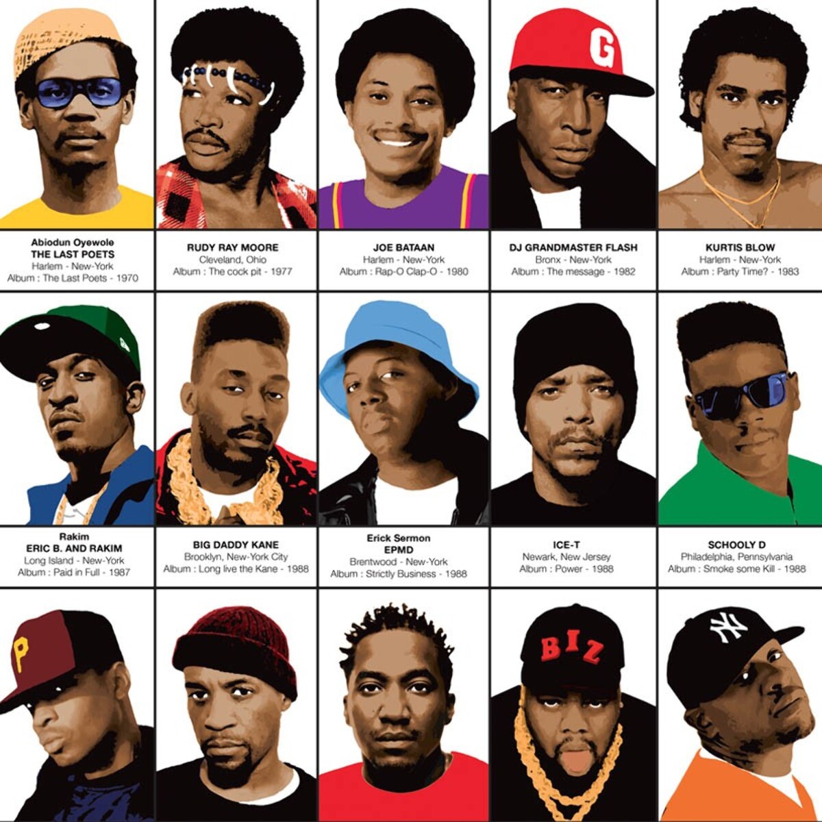 Affiche 50 x 70 cm - Legendary Rappers Chronology - Olivier Bourdereau