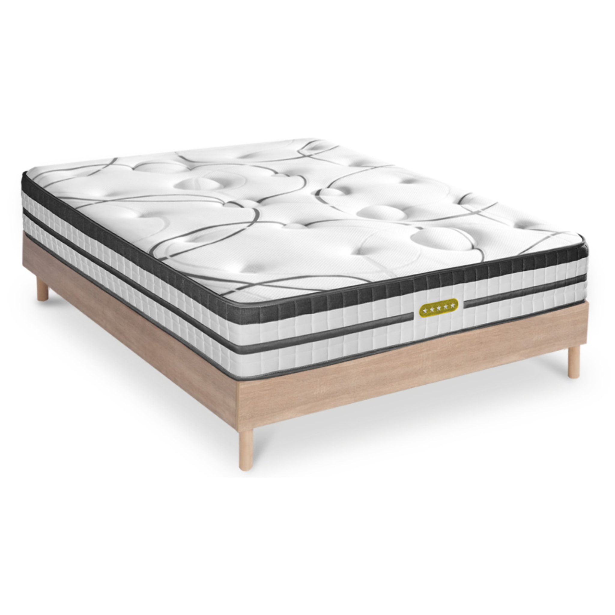 Ensemble CONCORDE | 2 Places| matelas Ressorts ensachés + sommier bois