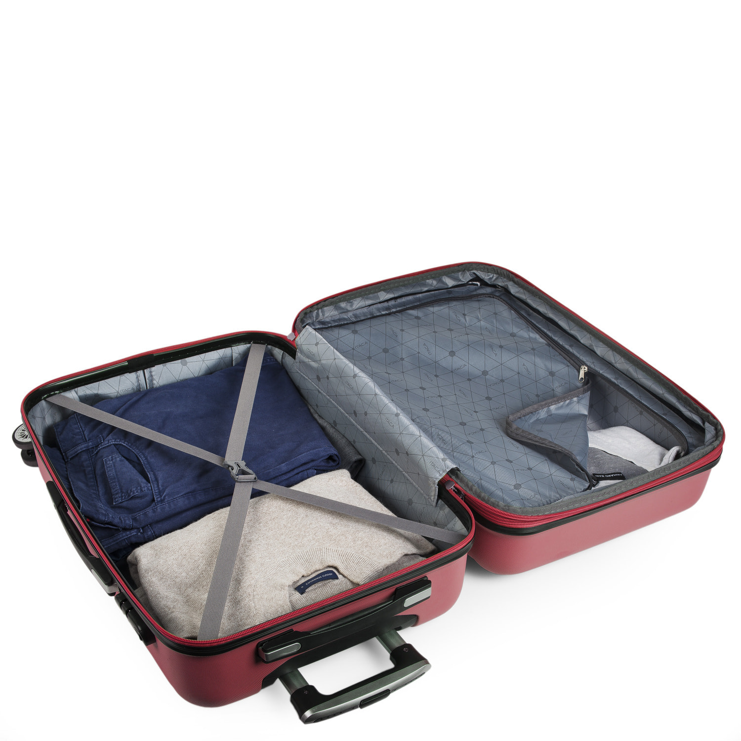 Juego De Maletas Rígidas Abs Itaca Simoa Granate