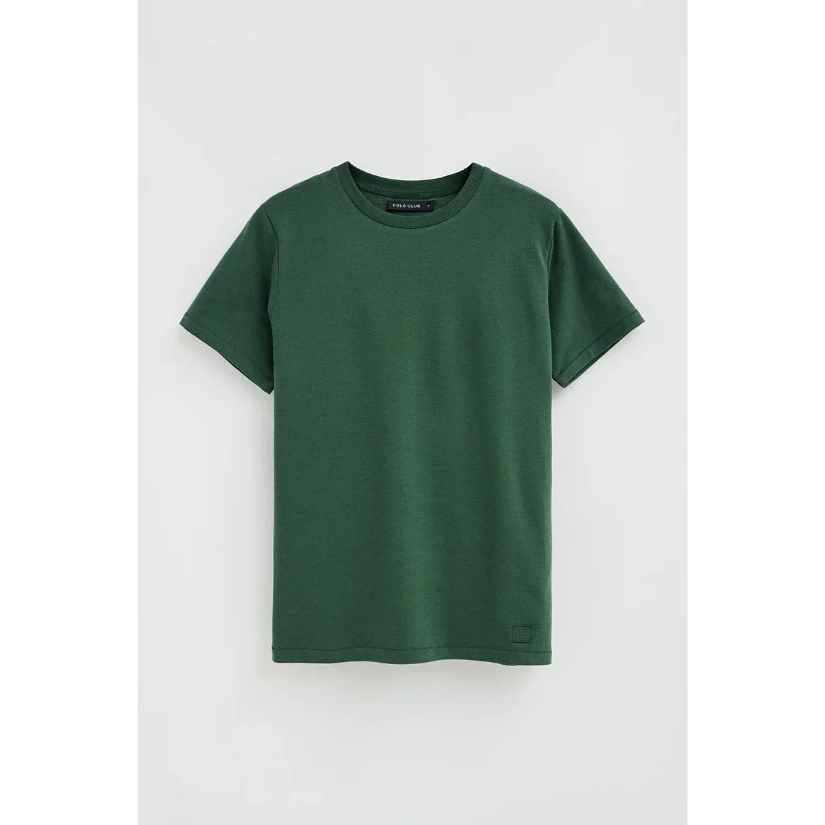 Camiseta verde botella de cuello redondo con parche Polo Club