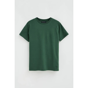 Camiseta verde botella de cuello redondo con parche Polo Club